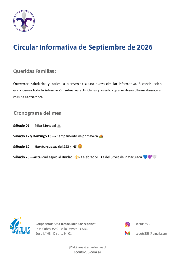 Portada de Circular de Septiembre de 2026